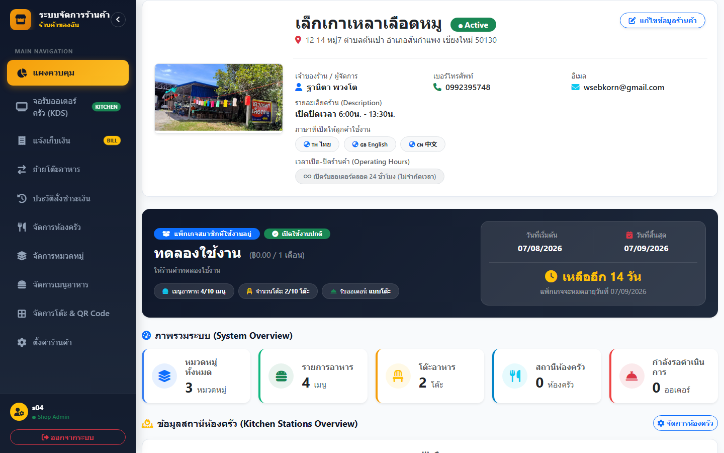 แดชบอร์ดภาพรวมหลังบ้านร้านค้า