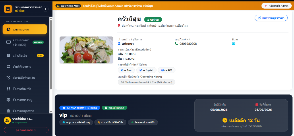 SME Restaurant OS Real System Dashboard